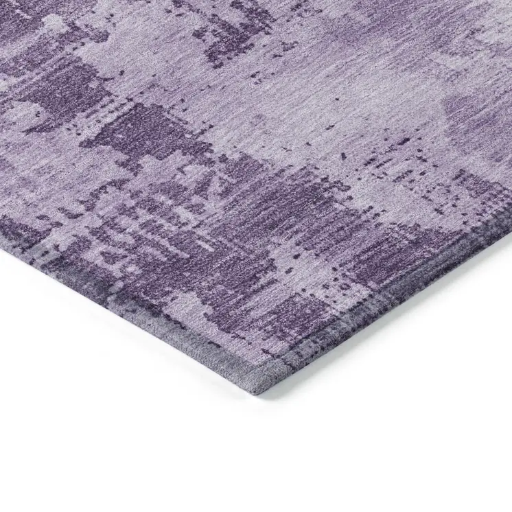 9' X 12' Lavender And Purple Abstract Washable Indoor Outdoor Area Rug
