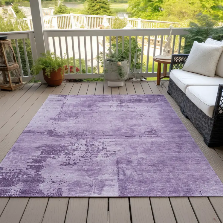 10' X 14' Lavender And Purple Abstract Washable Indoor Outdoor Area Rug