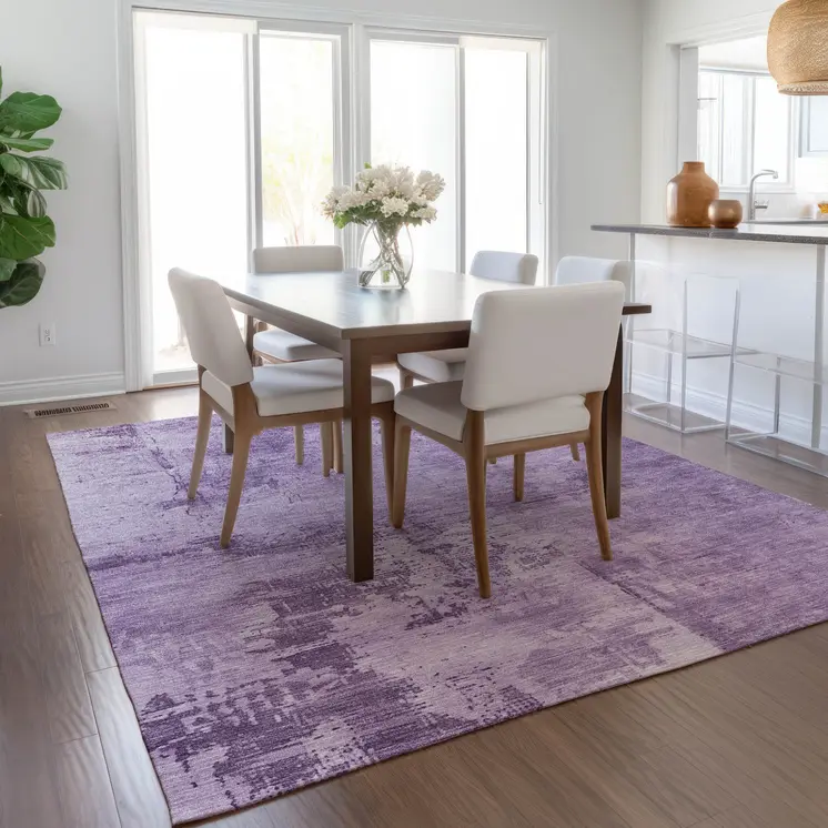 10' X 14' Lavender And Purple Abstract Washable Indoor Outdoor Area Rug