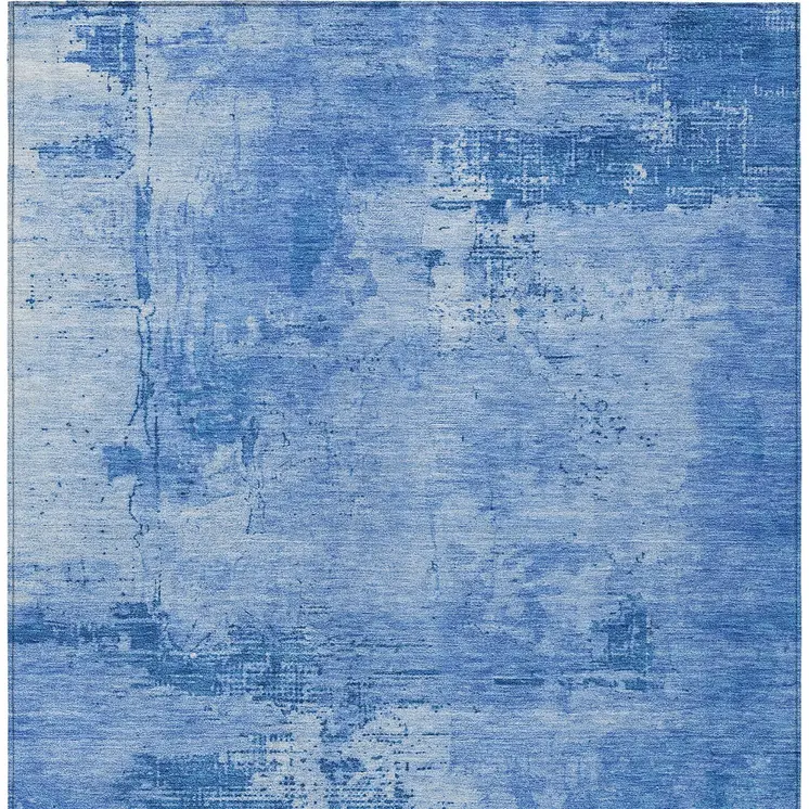 8' X 10' Navy Blue And Ivory Abstract Washable Indoor Outdoor Area Rug