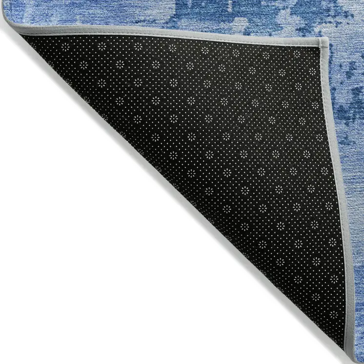 10' X 14' Navy Blue And Ivory Abstract Washable Indoor Outdoor Area Rug