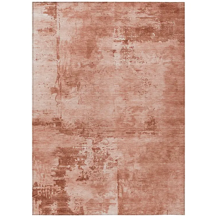 5' X 8' Crimson And Ivory Abstract Washable Indoor Outdoor Area Rug