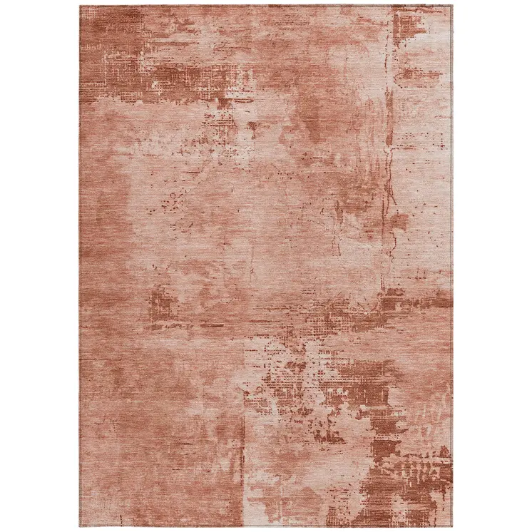 5' X 8' Crimson And Ivory Abstract Washable Indoor Outdoor Area Rug