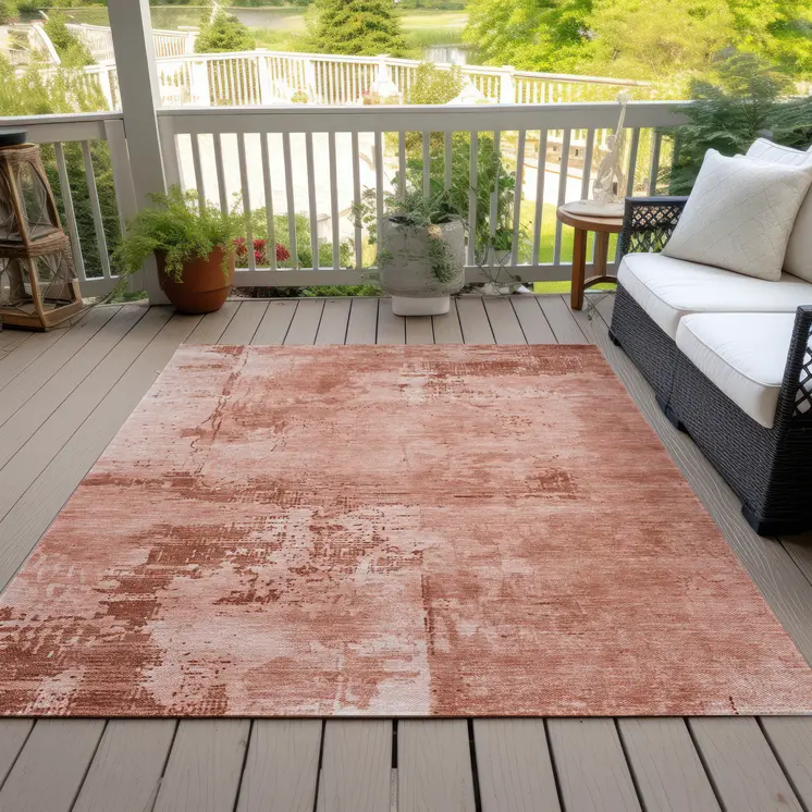 9' X 12' Crimson And Ivory Abstract Washable Indoor Outdoor Area Rug