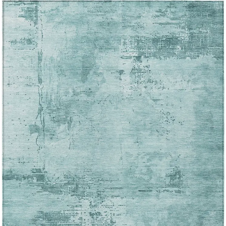 3' X 5' Blue And Ivory Abstract Washable Indoor Outdoor Area Rug