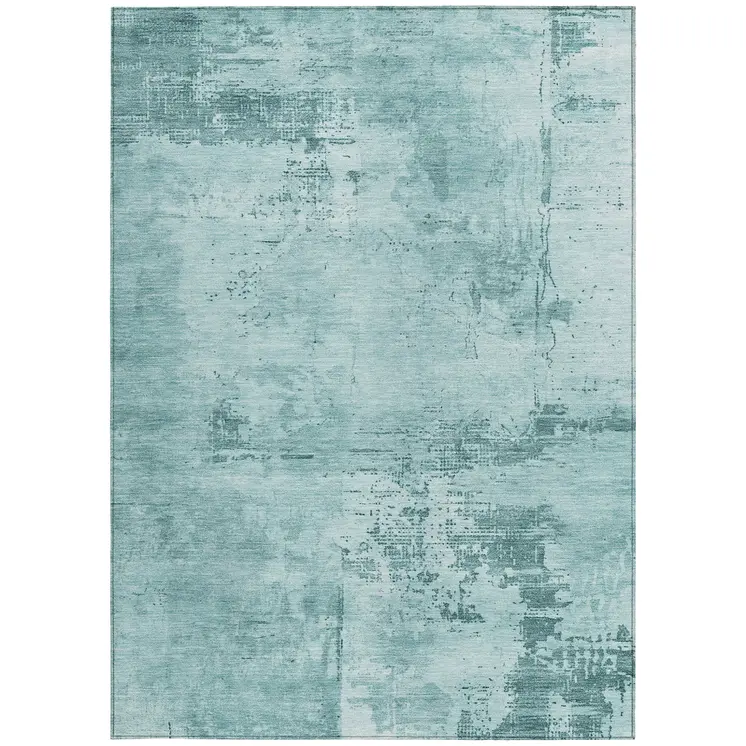 9' X 12' Blue And Ivory Abstract Washable Indoor Outdoor Area Rug