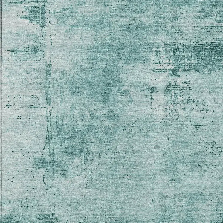 3' X 5' Teal Blue And Ivory Abstract Washable Indoor Outdoor Area Rug