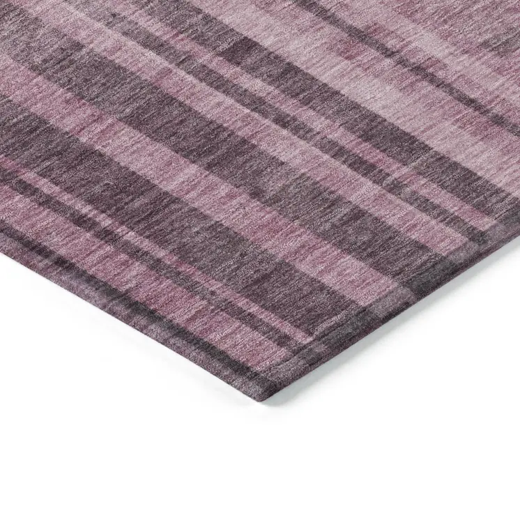 3' X 5' Blush And Brown Striped Washable Indoor Outdoor Area Rug
