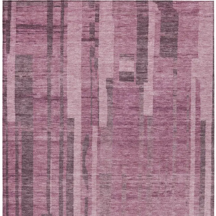 5' X 8' Blush And Brown Striped Washable Indoor Outdoor Area Rug