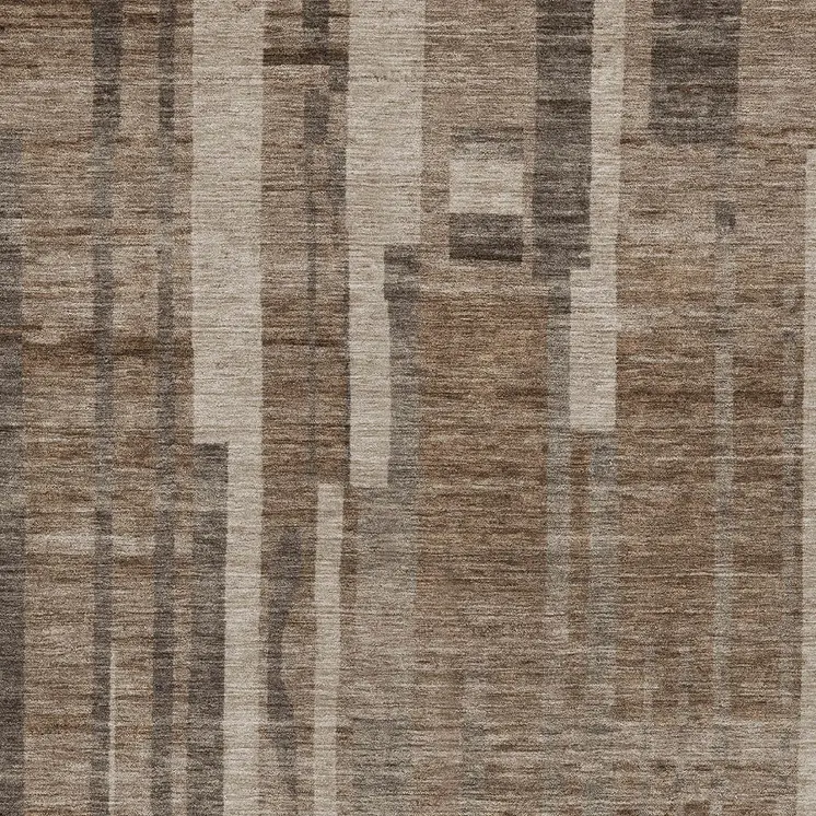 3' X 5' Brown And Beige Striped Washable Indoor Outdoor Area Rug