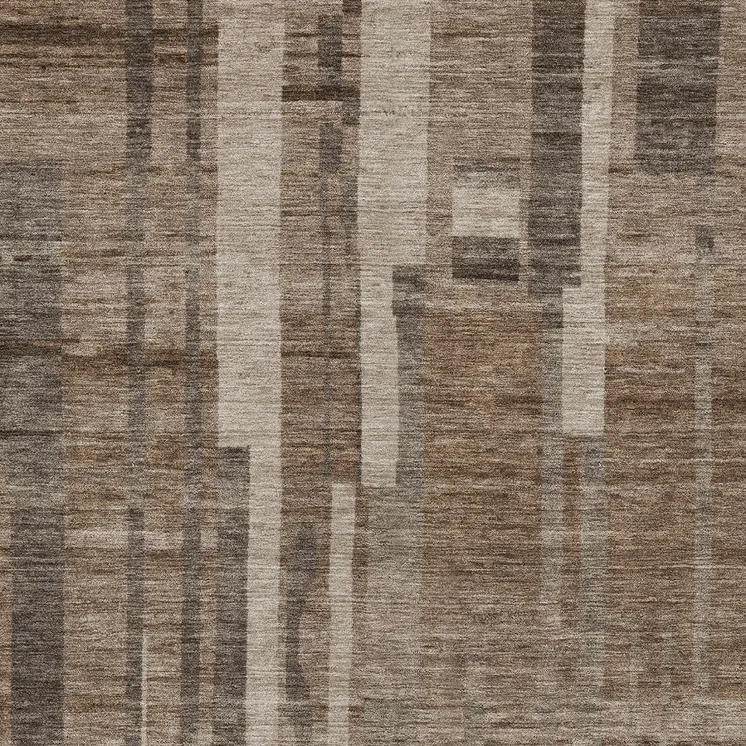 5' X 8' Brown And Beige Striped Washable Indoor Outdoor Area Rug
