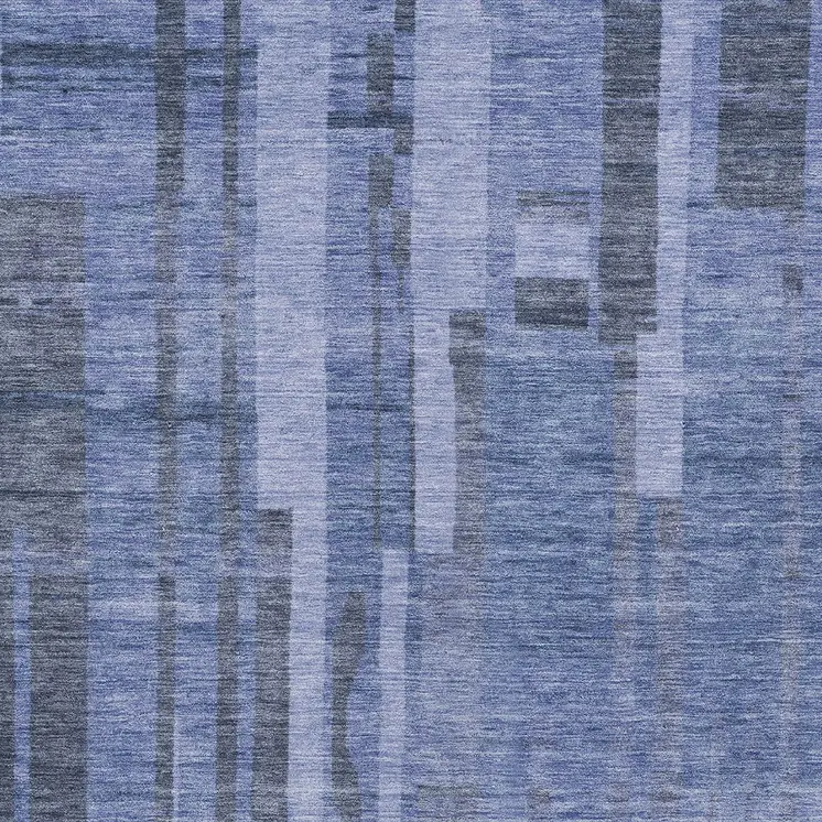 5' X 8' Denim Blue And Charcoal Striped Washable Indoor Outdoor Area Rug