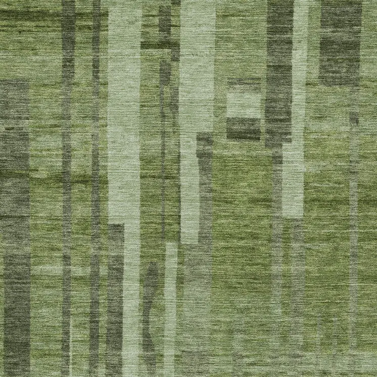 8' X 10' Green And Gray Striped Washable Indoor Outdoor Area Rug
