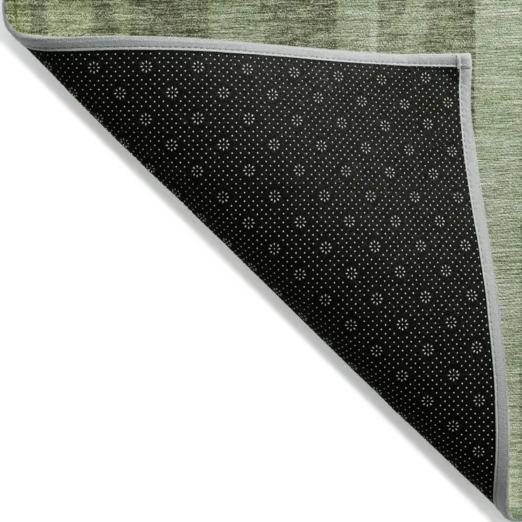 10' X 14' Green And Gray Striped Washable Indoor Outdoor Area Rug