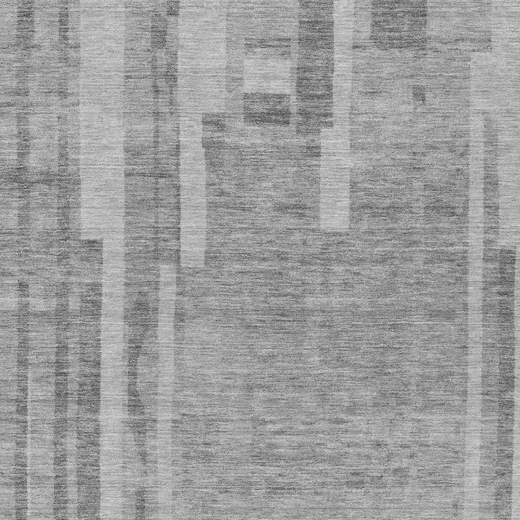 8' X 10' Gray And Silver Striped Washable Indoor Outdoor Area Rug
