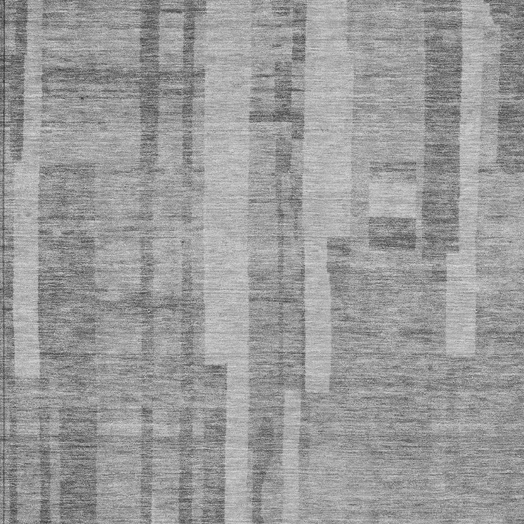 10' X 14' Gray And Silver Striped Washable Indoor Outdoor Area Rug