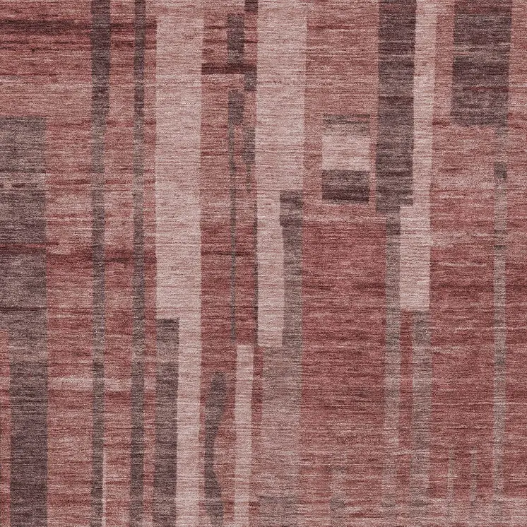 5' X 8' Brick Red And Brown Striped Washable Indoor Outdoor Area Rug