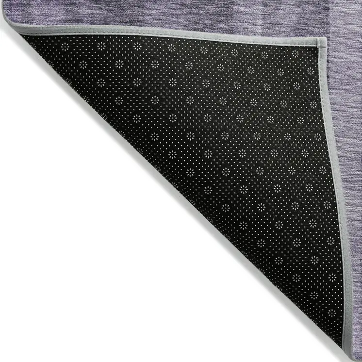 9' X 12' Purple And Black Striped Washable Indoor Outdoor Area Rug