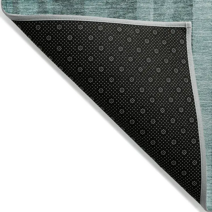 10' X 14' Teal Blue And Black Striped Washable Indoor Outdoor Area Rug
