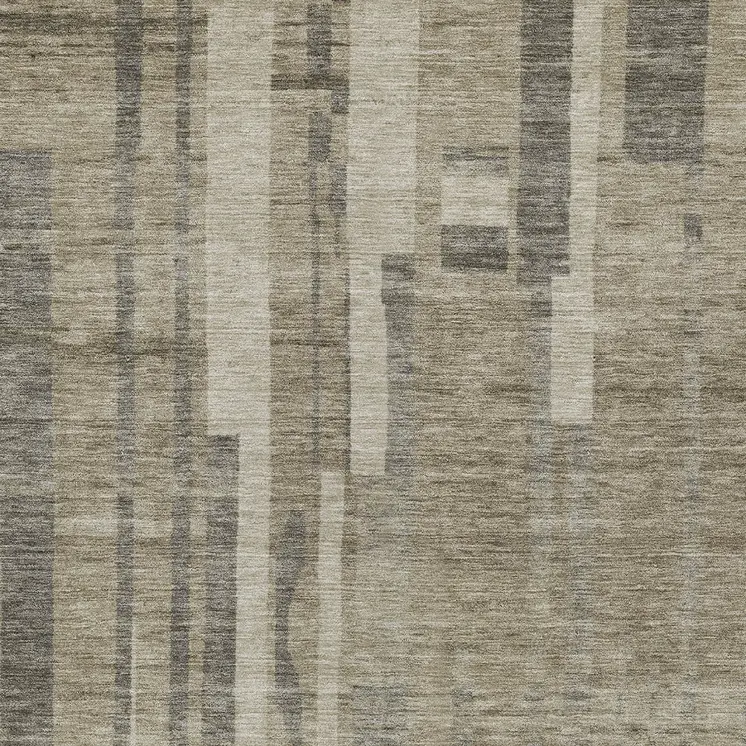 10' X 14' Taupe And Dark Gray Striped Washable Indoor Outdoor Area Rug