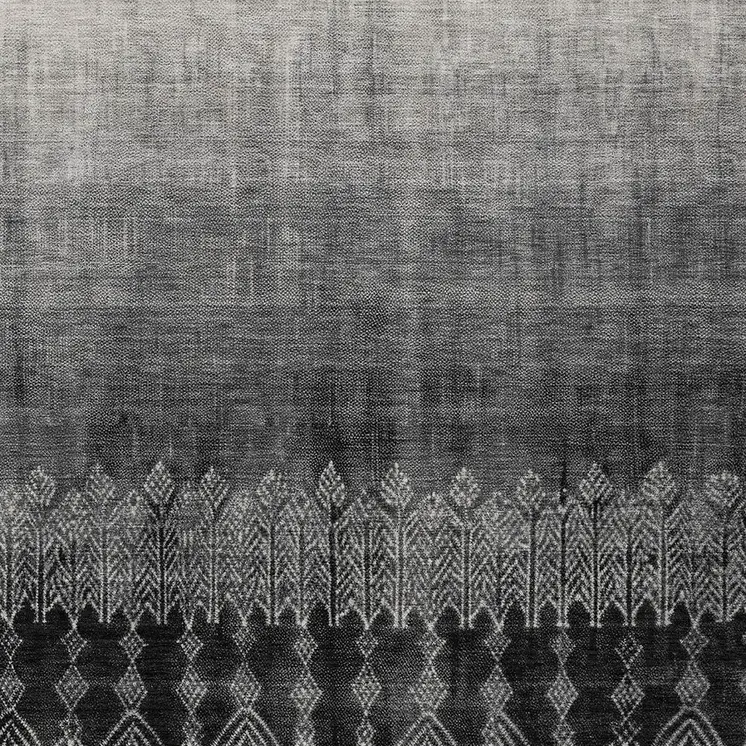 5' X 8' Black Ivory And Gray Ombre Washable Indoor Outdoor Area Rug