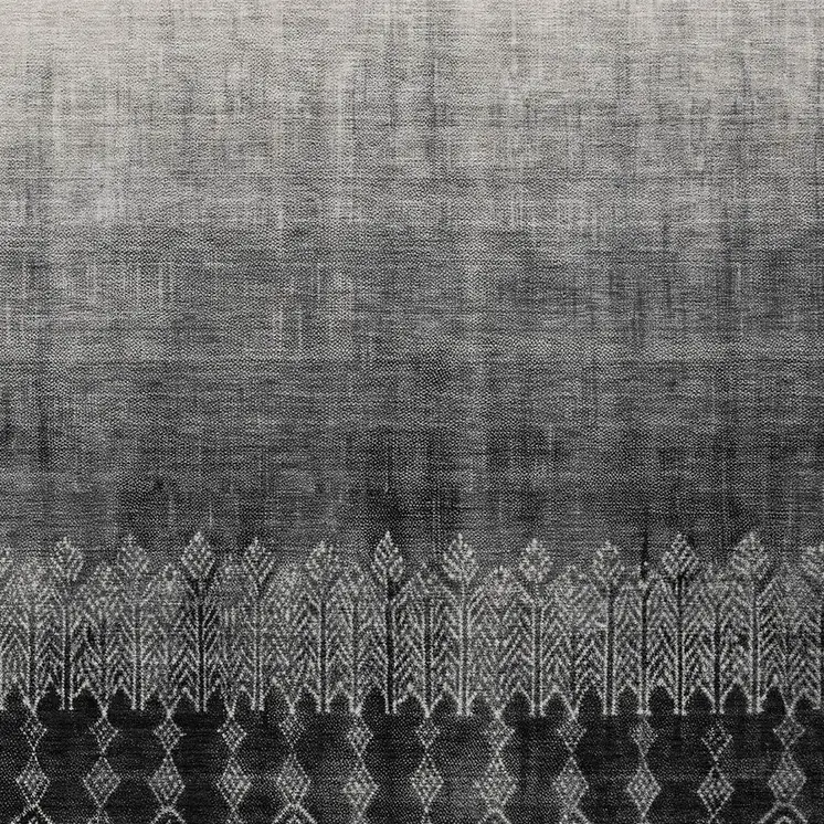 10' X 14' Black Ivory And Gray Ombre Washable Indoor Outdoor Area Rug