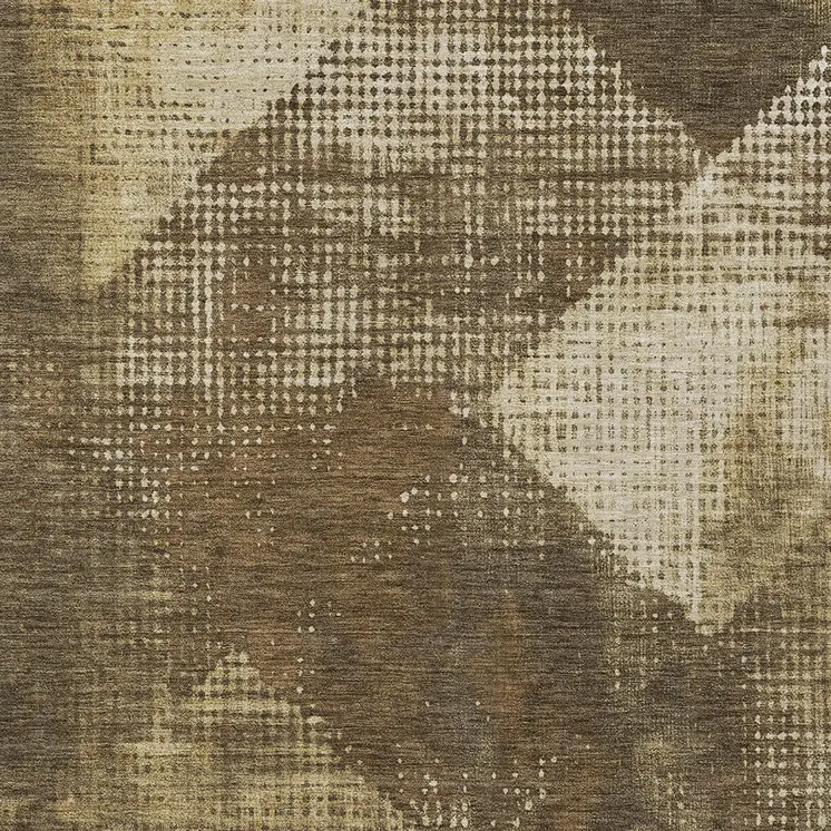 5' X 8' Brown And Beige Geometric Washable Indoor Outdoor Area Rug
