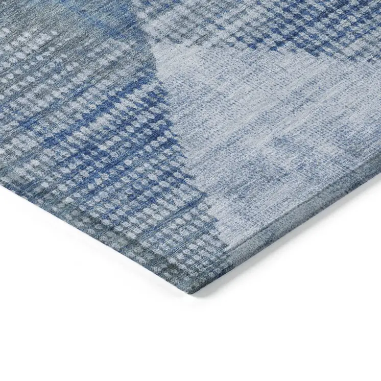 5' X 8' Blue And Gray Geometric Washable Indoor Outdoor Area Rug