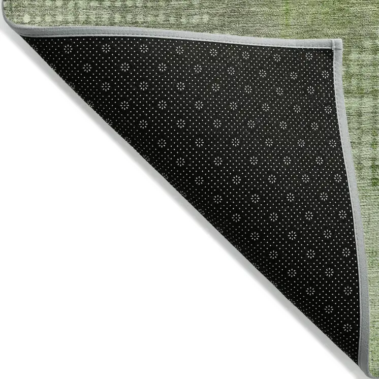 3' X 5' Green And Gray Geometric Washable Indoor Outdoor Area Rug