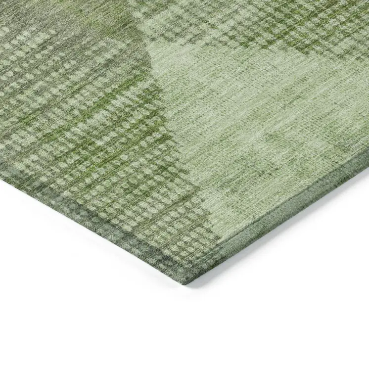 3' X 5' Green And Gray Geometric Washable Indoor Outdoor Area Rug