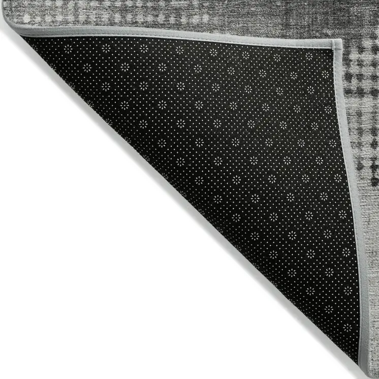 3' X 5' Gray And Black Geometric Washable Indoor Outdoor Area Rug