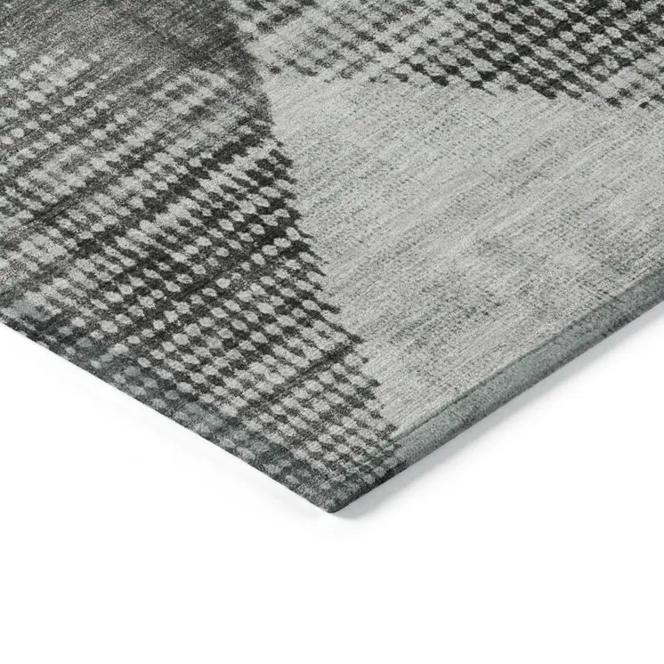 8' X 10' Gray And Black Geometric Washable Indoor Outdoor Area Rug
