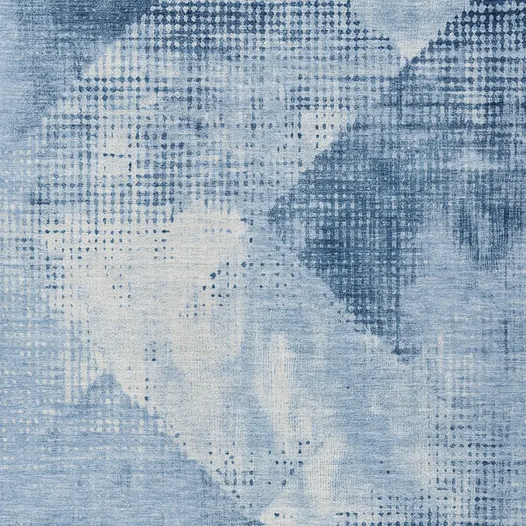 5' X 8' Sky Blue And Ivory Geometric Washable Indoor Outdoor Area Rug
