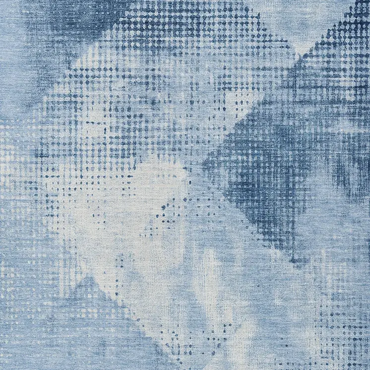 8' X 10' Sky Blue And Ivory Geometric Washable Indoor Outdoor Area Rug