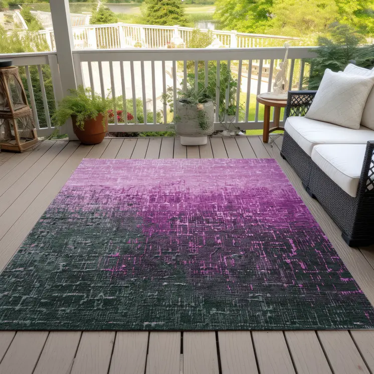 5' X 8' Blush And Dark Gray Ombre Washable Indoor Outdoor Area Rug