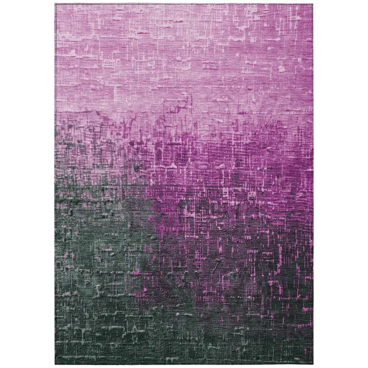 10' X 14' Blush And Dark Gray Ombre Washable Indoor Outdoor Area Rug