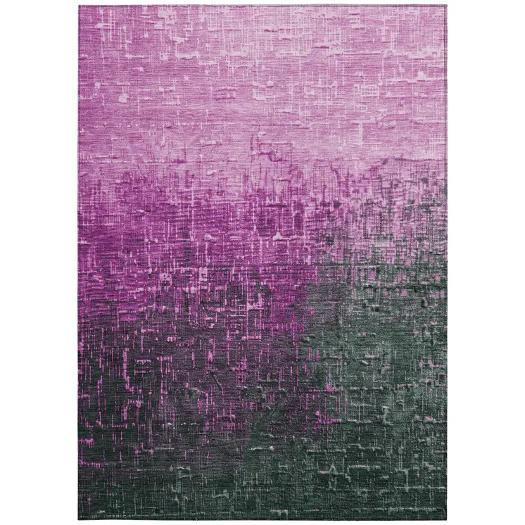 10' X 14' Blush And Dark Gray Ombre Washable Indoor Outdoor Area Rug