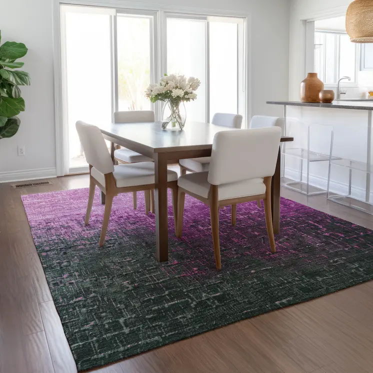 10' X 14' Blush And Dark Gray Ombre Washable Indoor Outdoor Area Rug