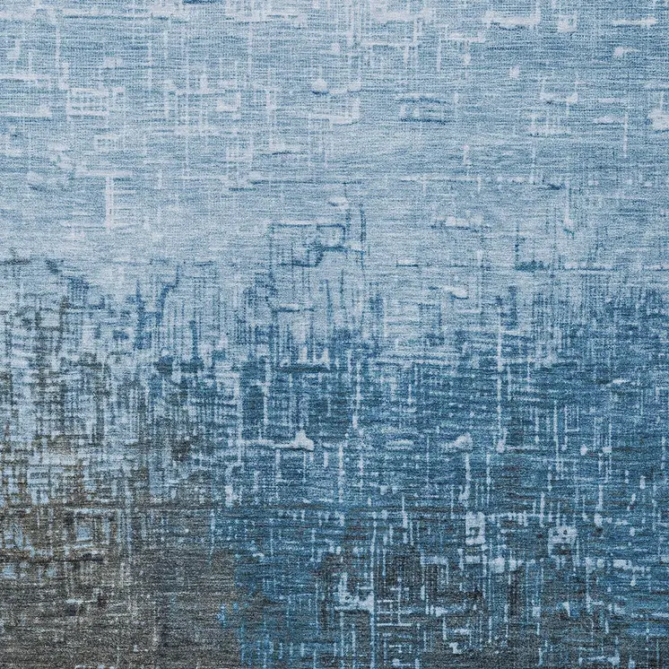 9' X 12' Blue And Dark Gray Ombre Washable Indoor Outdoor Area Rug