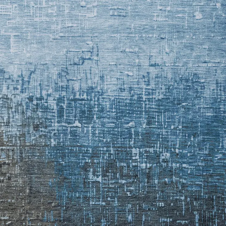 10' X 14' Blue And Dark Gray Ombre Washable Indoor Outdoor Area Rug