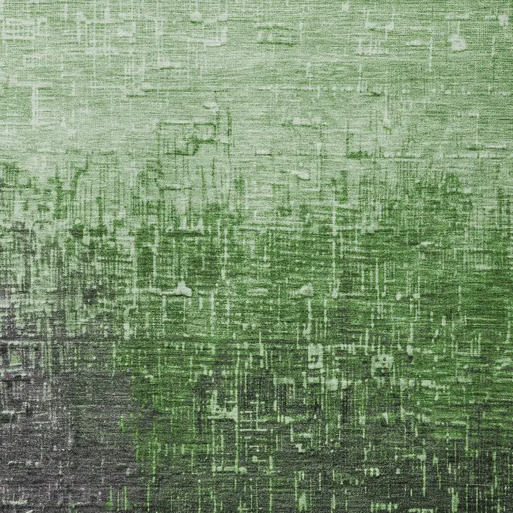 3' X 5' Green And Dark Gray Ombre Washable Indoor Outdoor Area Rug