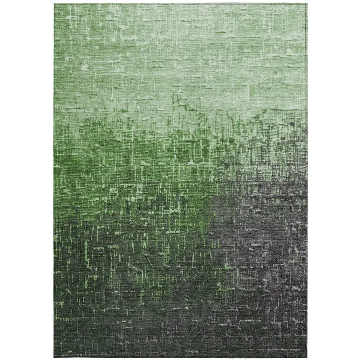 5' X 8' Green And Dark Gray Ombre Washable Indoor Outdoor Area Rug
