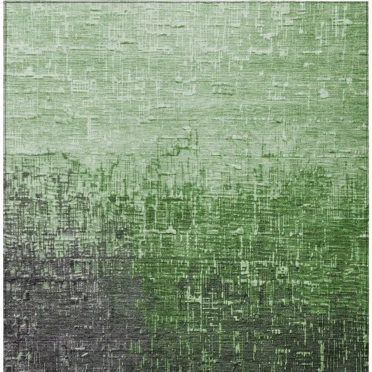 9' X 12' Green And Dark Gray Ombre Washable Indoor Outdoor Area Rug