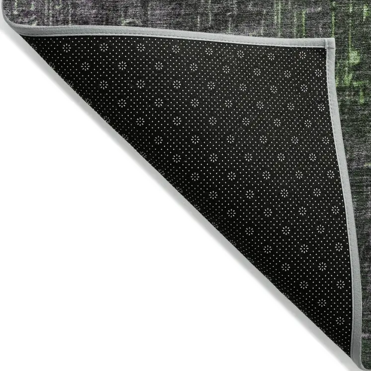 9' X 12' Green And Dark Gray Ombre Washable Indoor Outdoor Area Rug