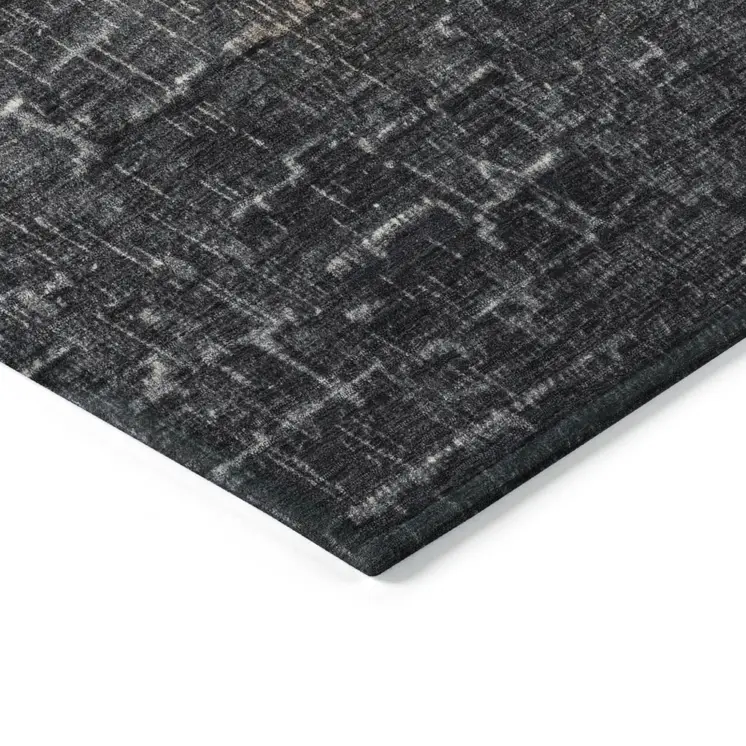 8' Khaki And Dark Gray Round Ombre Washable Indoor Outdoor Area Rug