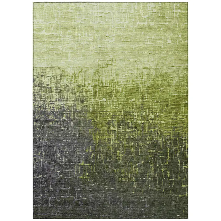 5' X 8' Lime Green And Dark Gray Ombre Washable Indoor Outdoor Area Rug