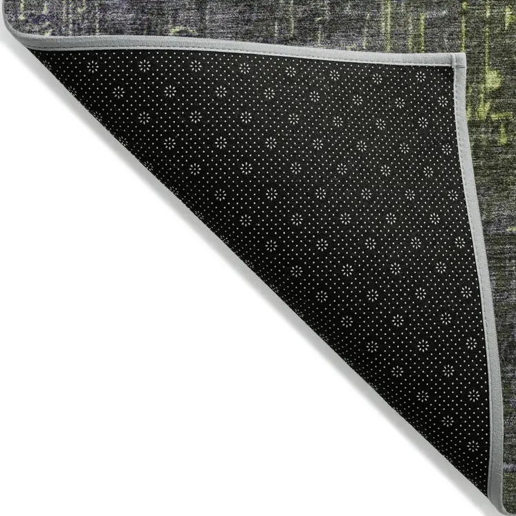 5' X 8' Lime Green And Dark Gray Ombre Washable Indoor Outdoor Area Rug