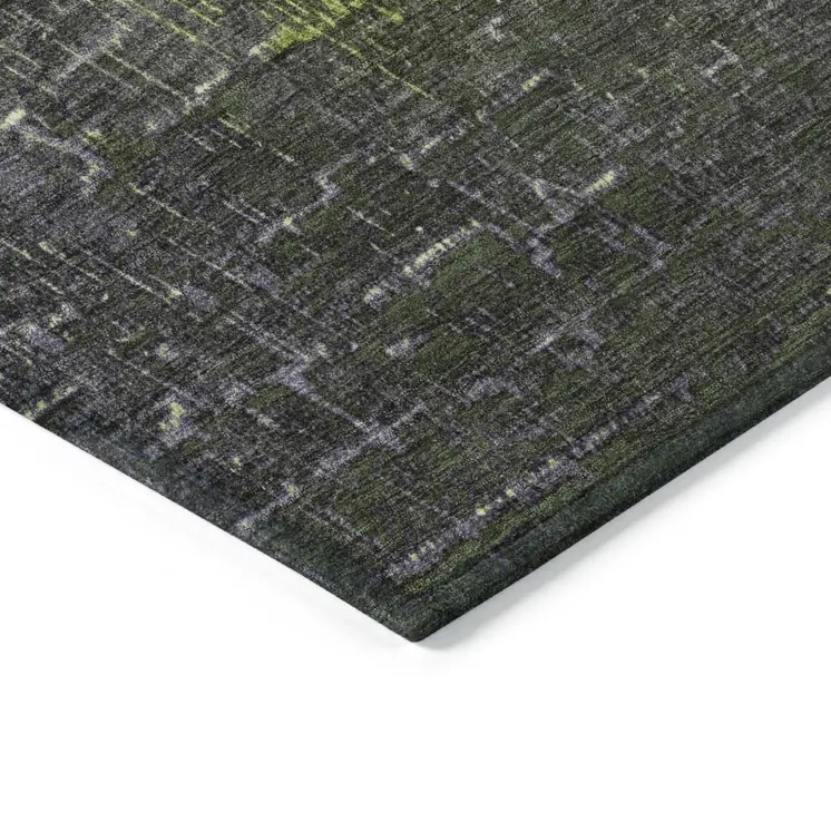 8' X 10' Lime Green And Dark Gray Ombre Washable Indoor Outdoor Area Rug