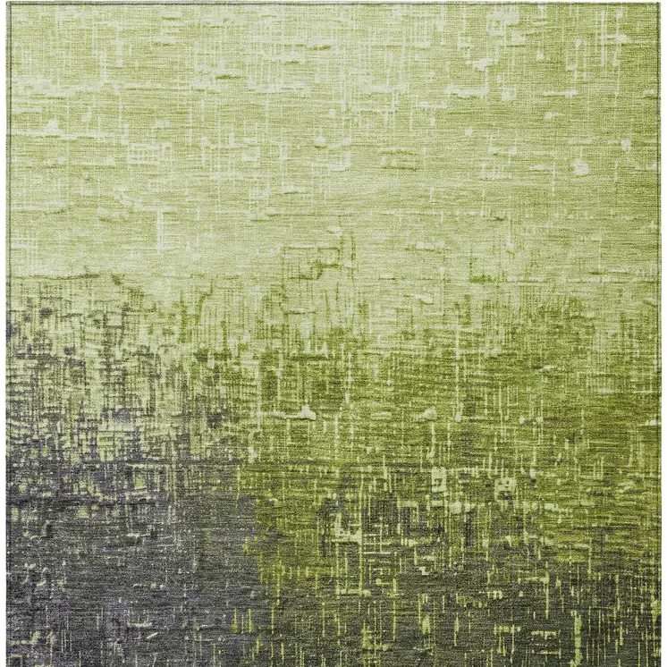 8' X 10' Lime Green And Dark Gray Ombre Washable Indoor Outdoor Area Rug