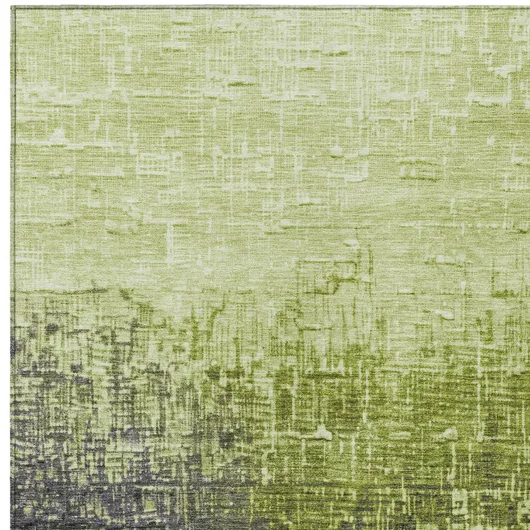 10' X 14' Lime Green And Dark Gray Ombre Washable Indoor Outdoor Area Rug